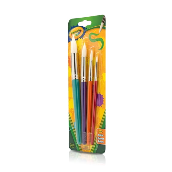 Crayola Round Soft Bristle Paint Brush Set, Multi Sizes, 4 Ct, School Supplies, Kids Paint Supplies