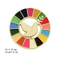 thumbnail image 5 of Broche de paloma de la paz de las Naciones Unidas, medalla representativa de los objetivos de desarrollo sostenible, patrón geométrico, collar con 17 colores que gotea aceite, 5 of 5