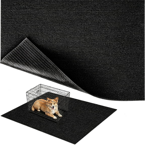 XIBUFE Dog Crate Mat,48"X29"Extra Large Dog Playpen Mat,Non-Slip Kennel Mat,Washable Reusable Mat for under Dog Crate,Urine Absorbent Floor Protector Puppy Pee Pad for Pet Training,Whelping,Black