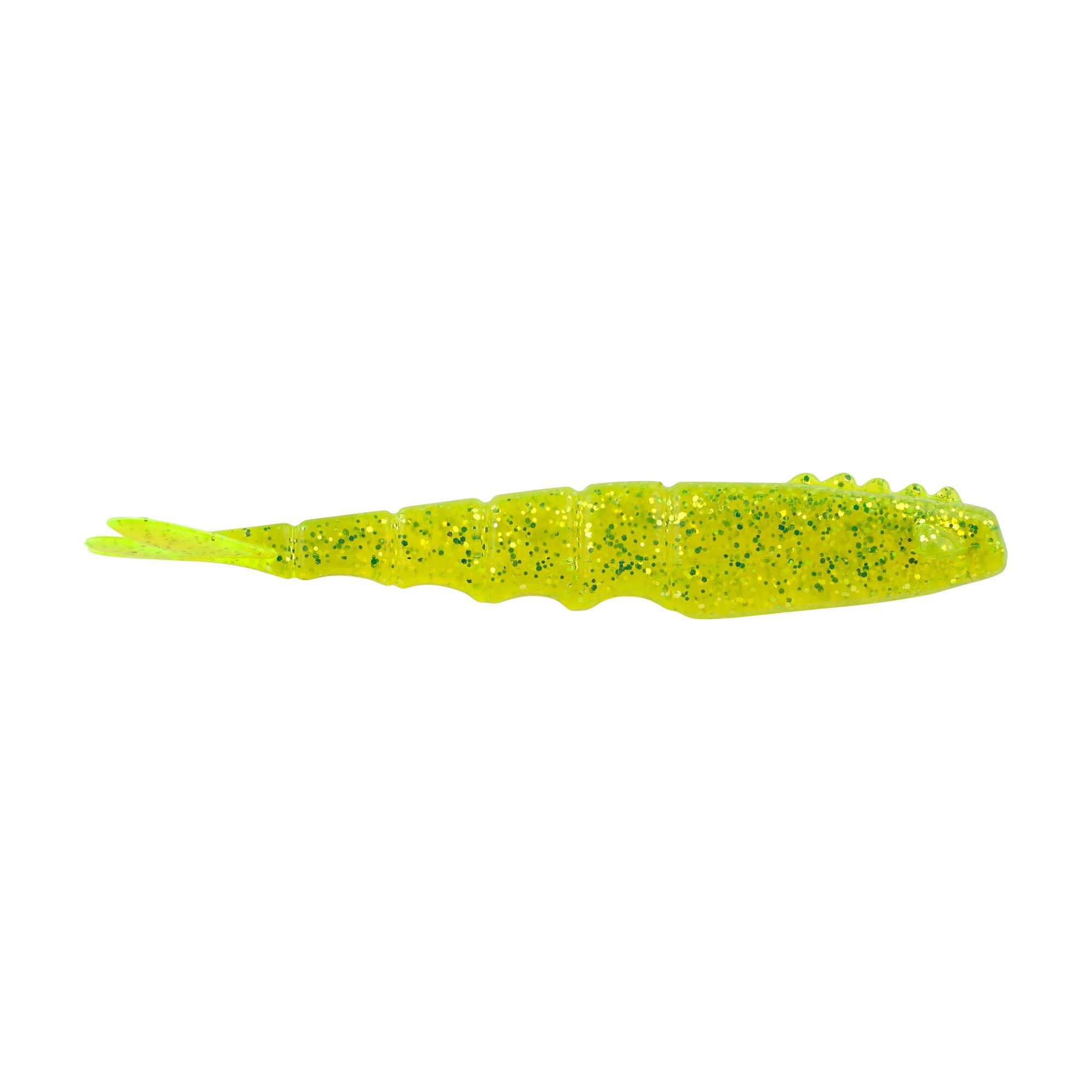 Berkley PowerBait® Saltwater Bonga Shrimp, 4 in, Shrimp, Chartreuse Silver Flash (6-count)