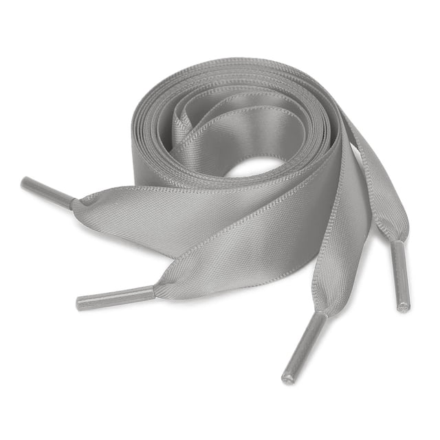 INSPIRE CHIC Women's 2 Pairs Flat Ribbon Sneaker Canvas Shoelaces Light Gray 100 cm/39.5"