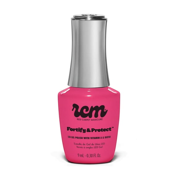 Red Carpet Manicure Fortify & Protect Hot Pink Neon Gel Polish for Strong, Healthy Nails - Infused with Vitamin A & Biotin - (Publicist In Pink) Led Nail Gel Color, 0.3 Fl Oz