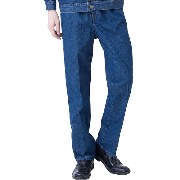 Jeans Men Men's Classic Solid Blue Double Pocket Sporty Casual Work Jeans Pantalon Homme Jeans Blue XXXL