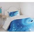 thumbnail image 4 of Ambesonne Constellation Quilted Bedspread Set 2 Pcs, Black Hole Astral, Twin Size, Aqua Blue White, 4 of 6