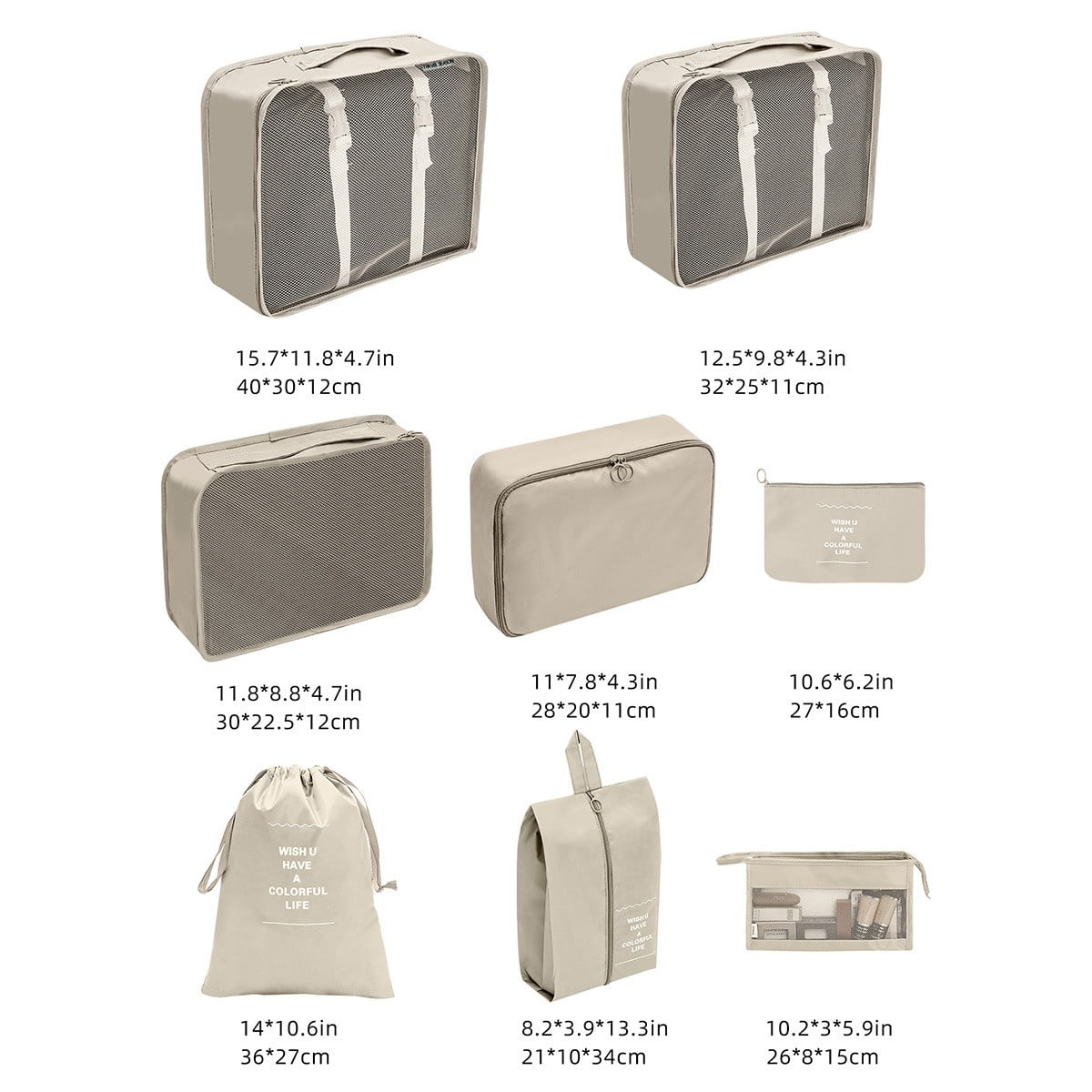AFQH 8Pcs Travel Organizer Set: Packing Cubes for Efficient Travel! Shoe Tidy Pouch