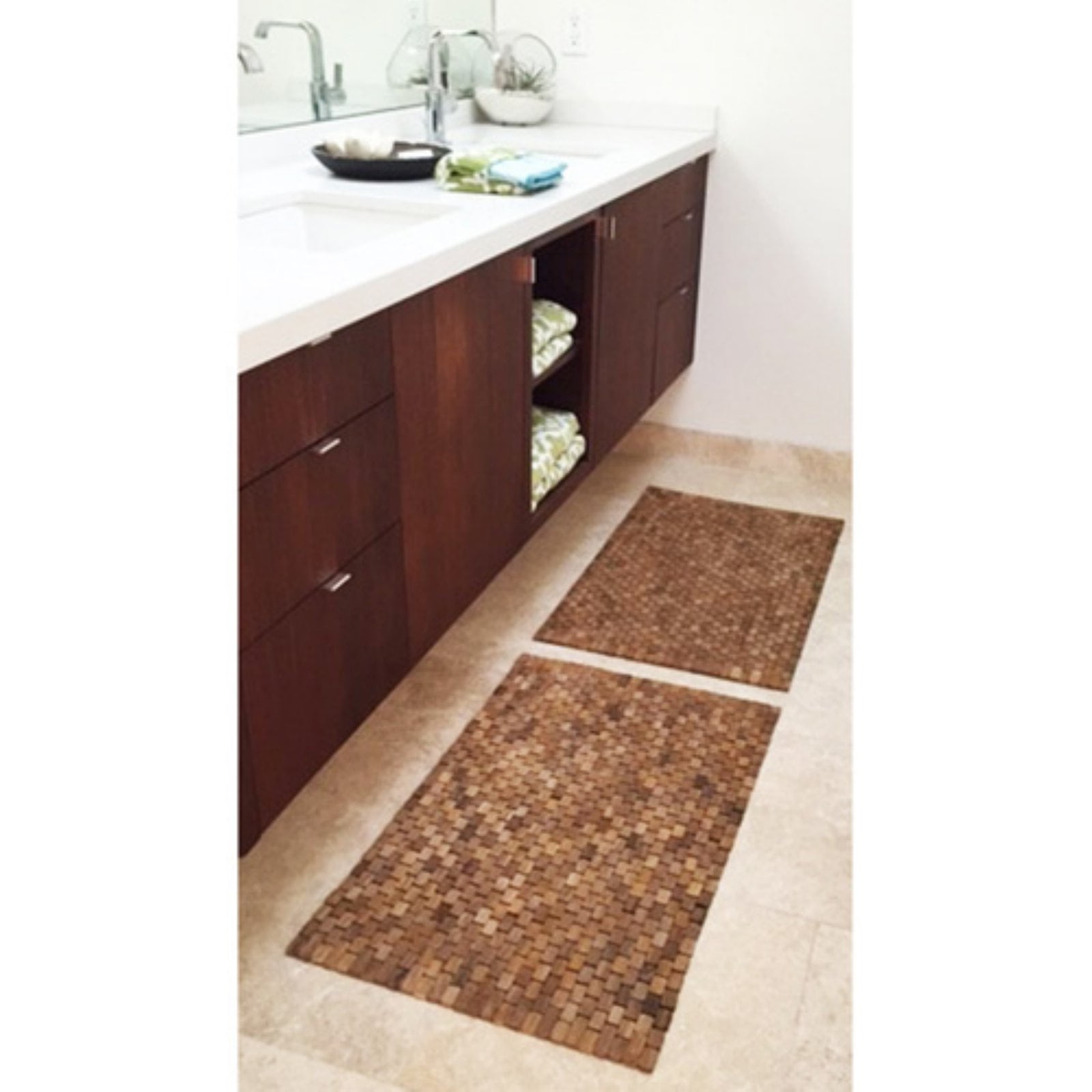 Hipo Modern Living Teak Handmade Bathroom Floor Mat