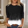 thumbnail image 2 of qelini Womens 3/4 Length Sleeve T Shirts Printed Pullover Tops Lightweight Crewneck Tunic Loose Casual Blouses, 2 of 6