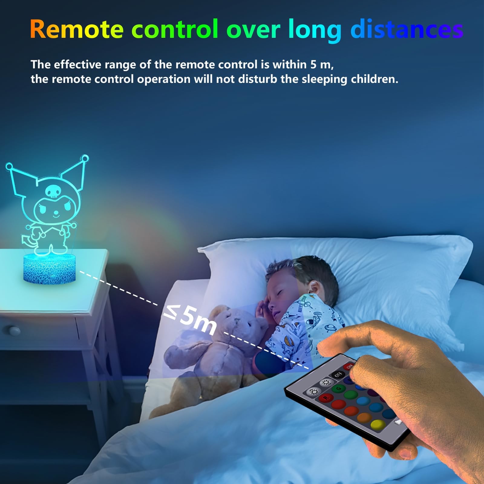 New Cute Kuromi Touch & Remote Control 16-Colors LED Table Lamp, Bedroom Warm Night Light, Bar Rstaurant Decorative Ornaments