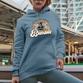 thumbnail image 2 of Distressed Let's Get Ready to Bumble Pun Quote - Bee & Rainbow Art Merch Gift, Light Blue Hooded Sweatshirt or Hoodie, Large, 2 of 5