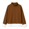 thumbnail image 5 of Chandails d'Automne et d'Hiver Grande Taille pour Femmes, Mode Féminine Décontractée, Col Roulé Imprimé, Haut à Manches Longues, Chandail, Chandails à Capuchon Amusants, Café m, 5 of 5