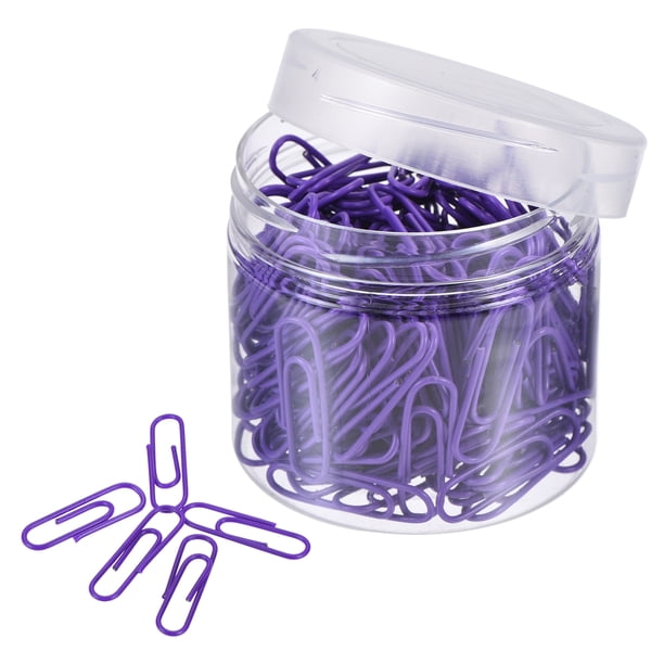 Uxcell 200 Pcs Clip de Gemas de Metal Tamaño Pequeño Recubierto de Vinilo para Prevenir el Desgarro de Páginas 28 x 8 mm Púrpura