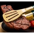 thumbnail image 3 of Pinzas doradas para servir alimentos, alicates de acero inoxidable, utensilios de cocina, pinzas para cocinar, parrilla hueca gruesa, paquete de 2 de 11 pulgadas, 3 of 5