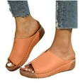 thumbnail image 7 of Viluyesy Women's Wedge Sandals, Solid Color Arch Support Soft Sole Comfortable Slip-On Slides Shoes Brown, 7 of 7