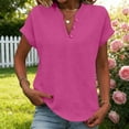 thumbnail image 2 of Linen Shirt for Women Summer Button Down Short Sleeve V Neck Tops Solid Color Comfy Blouses Casual Dressy Tunic Top, 2 of 6