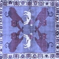 thumbnail image 1 of Ahgly Company Machine Washable Indoor Square Persian Blue Traditional Area Rugs, 4' Square, 1 of 4