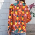 thumbnail image 4 of Tropical Beach Tops for Women Long Sleeve Hawaiian Floral Print Button Down Casual Vacation Collared Tunic 2026 Saffron 3XL, 4 of 5