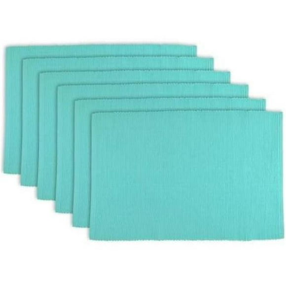 Design Imports Aqua Ensemble de 6 Napperons Côtelés