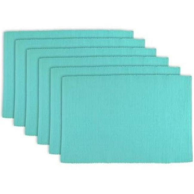 Design Imports Aqua Ribbed Placemat Set of 6