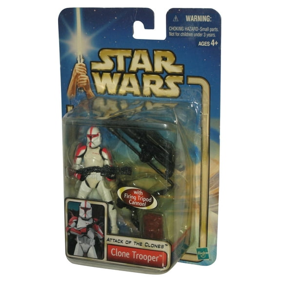Star Wars Attack of The Clones Clone Trooper Figure w/ Firing Tripod Cannon