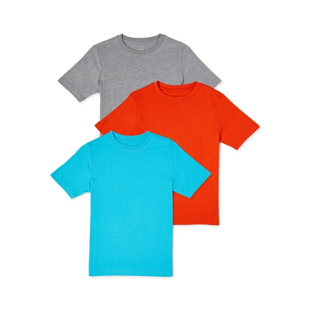 Wonder Nation Boys Solid Crewneck Short Sleeve T-Shirt, 3-Pack, Sizes 4 ...