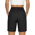 thumbnail image 5 of Dwellite Bermuda Long Shorts for Women Cotton linen Athletic Sweat Tummy Control Casual Lounge Summer Black M, 5 of 5