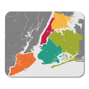 SIDONKU White High Resolution Outline Map of New York City Mousepad Mouse Pad Mouse Mat 9x10 inch