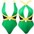 thumbnail image 2 of Women's One Piece Caribbean Flag Rasta Body Shaping Monokini Swimsuit Swimwear Bathing Suit, 2 of 4
