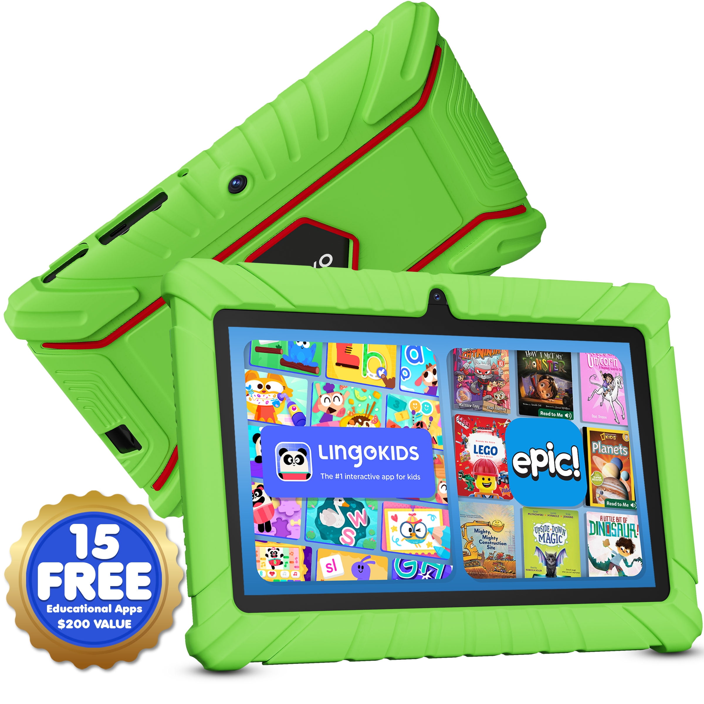 Contixo V8 Kids Tablets, Educational Tablets for Kids with Learning Apps and Kid-Proof Tablet Case, 7”, Green