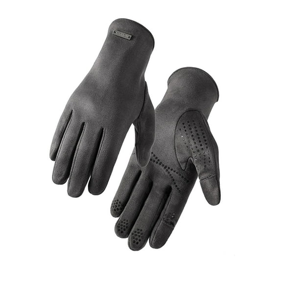 Giyblacko Winter Warm Gloves Leather Velvet Warm Gloves Men And Women Plus Velvet Winter Outdoor Cycling Touchs Screens Non Slip Flip Double Sided Velvet Gloves