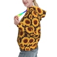 thumbnail image 2 of Lsque Chocolate Plaid Sunflower Pattern Casual Women's Hoodie,Hooded Sweatshirt with Kangaroo Pocket,Pullover Hoodie with Eye-catching Drawstrings-Small, 2 of 7