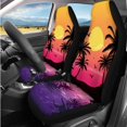 thumbnail image 2 of HUISEFOR 14 Packs Sunset Palm Tree Car Seat Cover Full Set Non Slip Including Steering Wheel Cover, Belt Cover, Headrest Covers, Comfortable, Breathable, Universal Fit for Cars SUV Trucks, 2 of 7