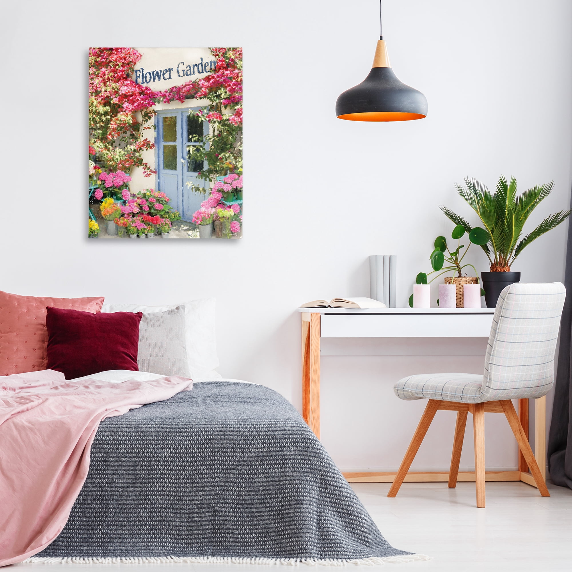 Stupell Industries Flower Garden Doorway Buildings & Architecture Painting Wrapped Canvas Art Print Wall Art, 30 x 40