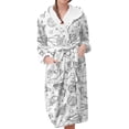 thumbnail image 1 of Women's Fleece Plush Robe Long Warm Plush Bathrobe Loungewear Jacket Printed Comfort Robe, 1 of 5