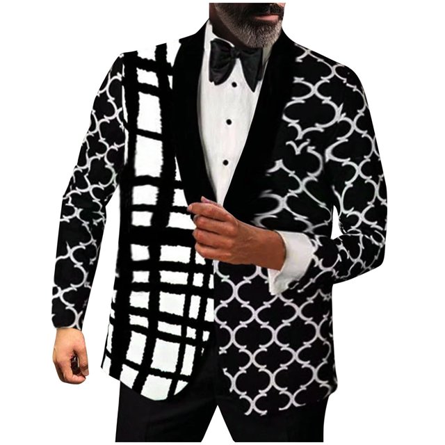 Puntoco Traje Informal Para Hombre, Para Negocios, Con Bolsillos, Botones, Cuello Abatible, Estampado, Abrigo Holgado