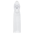 thumbnail image 3 of Haitryli Lyrical Dance Dress for Women Halter Sleeveless Mesh Flowy Tulle Skirt Maxi Long Dress Ivory S, 3 of 6