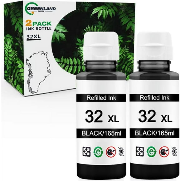 SHILIU-Compatible with HP 32 32XL Ink for HP Smart Tank 7602 7301 6001 5103 5101 5000 5102 757 7601 7601 755 6002 7302 7001 Smart Tank Plus 551 651 455 457 450 Ink Printer(2 Bottle of 165ml Black)