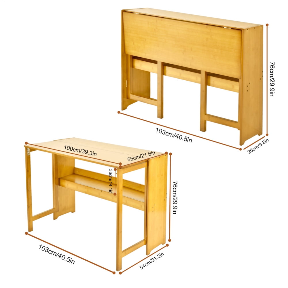 Foldable Bamboo Workstation, Compact Desk for Standing or Sitting in Bedroom, Kitchen, and Studio Spaces (Primary)