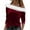 Wine, variant on Velvet Tops for Women Christmas Off Shoulder Solid Color Long Sleeve Pullover Shirt Sweatshirt Tops