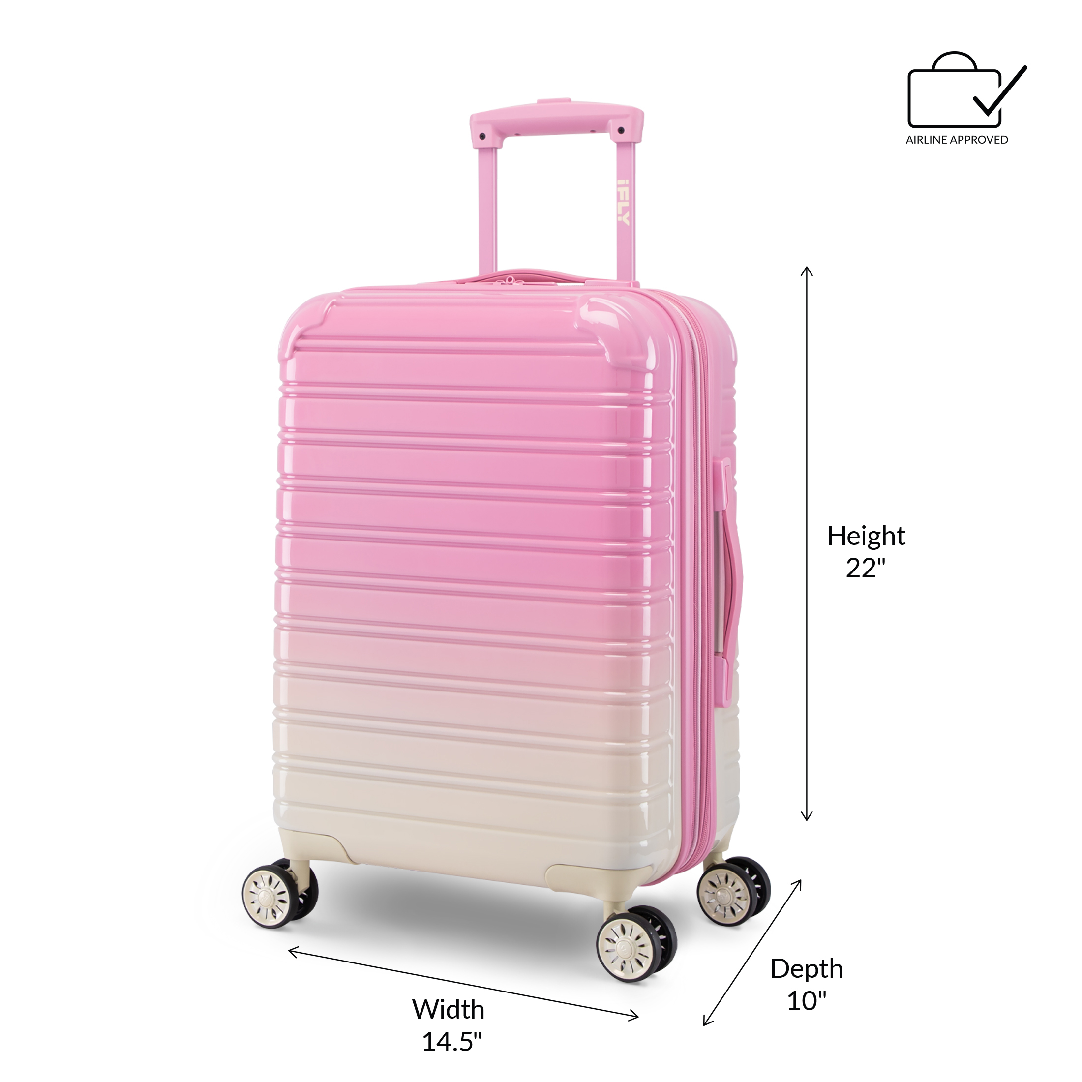iFLY Hardside Fibertech Carry-on Luggage 20", Strawberry Lemonade - image 3 of 8