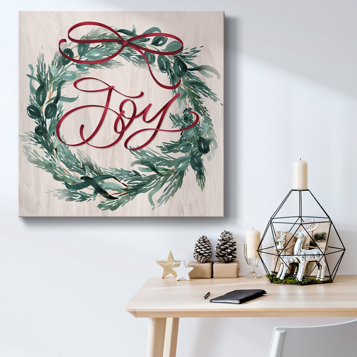 Joy Ribbon Wreath- Gallery Wrapped Canvas