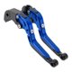 thumbnail image 1 of Palancas de freno y embrague cortas/largas únicas para Suzuki GSXR600 2006-2025, palanca de freno ajustable en 6 posiciones, mango azul con extremo negro, 1 par, 1 of 7