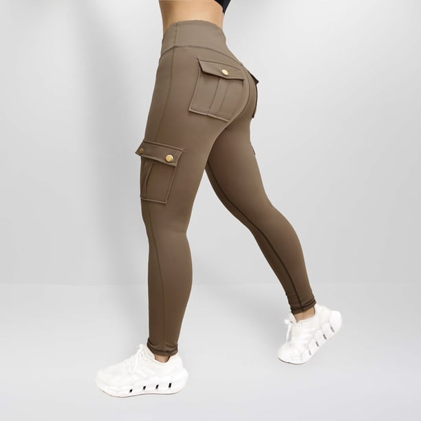 MKLEKYY Conjunto deportivo mujer Pantalones de yoga básicos de cintura ancha sólidos para mujer Pantalones deportivos con múltiples bolsillos