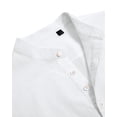 thumbnail image 6 of sogami Men's Long Sleeve Cotton Linen Shirts Band Collar Button Down Shirt, 6 of 7