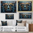 thumbnail image 4 of Designart "Blue Gold Mexico Vibrant Aztec Mask II" Mexico Floater Framed Wall Art Print, 4 of 7