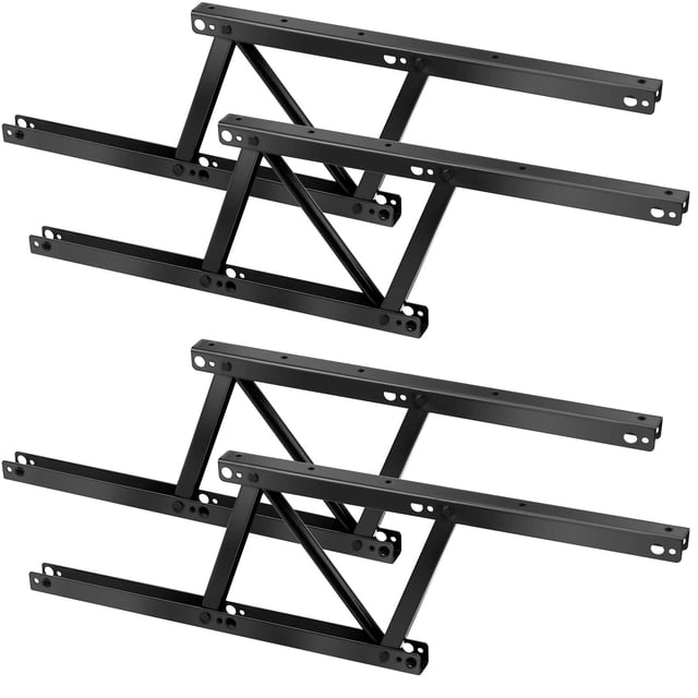 4 Pack Table Lift Hardware Mechanism Hinge, 2 Pairs Table Lift Up Top Hinge, Lift Top Coffee Table Hinges Spring, Each Pair Capacity 60 Lbs, Black