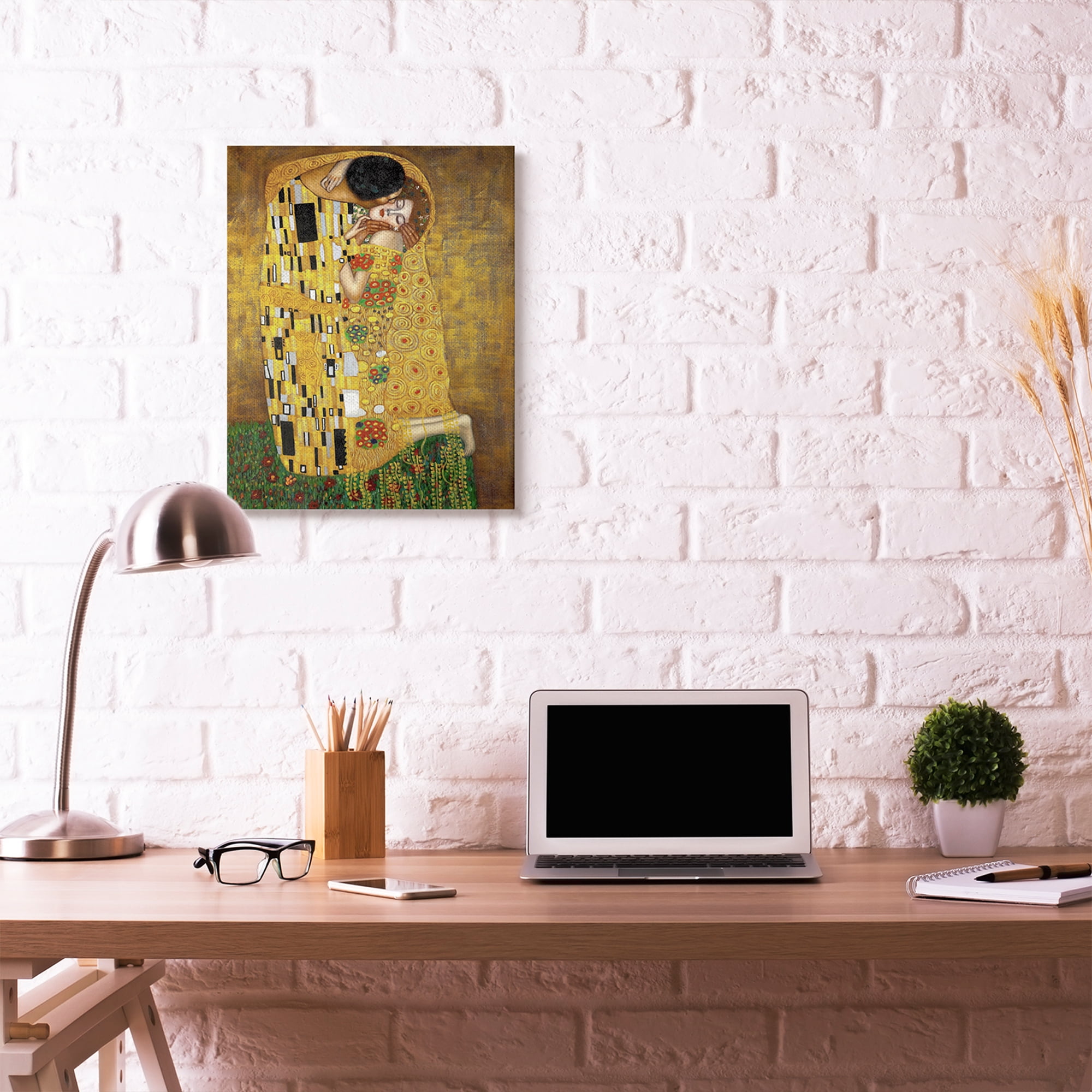 Gustav Klimt Patterned Gold Green Classic Figure 25 in x 31 in Painting Canvas Art Print, by Stupell Home Décor