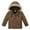 Brown, variant on KYAIGUO Kids Toddler Ski Parka Jacket for Boys Girls Windproof Rain Jacket Winter Warm Hooded Coats Solid Color Thickened Ski Outerwear 3-12 Years Old