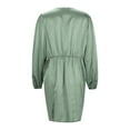 thumbnail image 4 of OSOLU Ladies Wedding Guest Dress Ruched Front Batwing Sleeve Spring Summer Autumn Elegant Solid Color Waist V-Neck Dress Fashionable Sundress Dresses For Women 2025 Elegant Classy, 4 of 8
