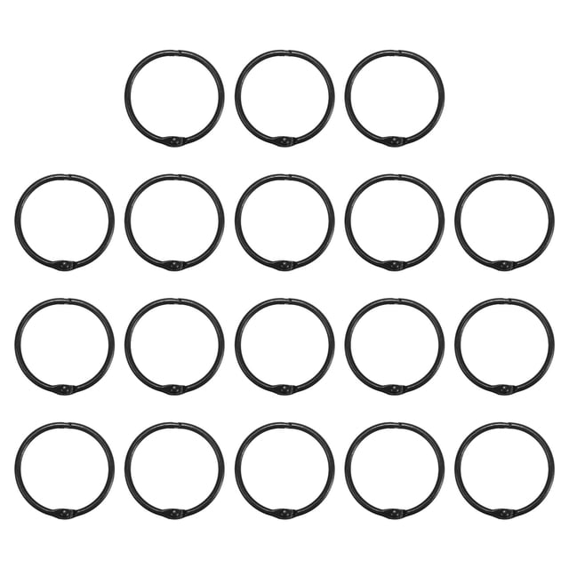 Unique Bargains 45mm Loose Leaf Binder Rings, 18 Pack 3mm Metal Flash Card Book Binding Rings for Key Chain Card, Black