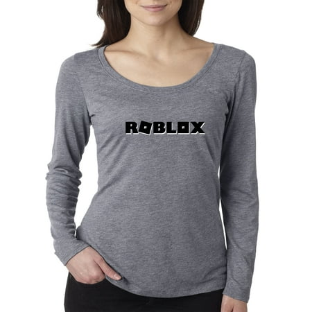Trendy Usa 1168 Womens Long Sleeve T Shirt Roblox Block Logo Game Accent Large Heather Grey - 